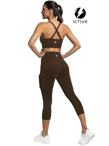 Strappy Sports Bras for Women, Criss Cross Back Racerback High Impact Padded Yoga Bras Workout Clothes for Women4