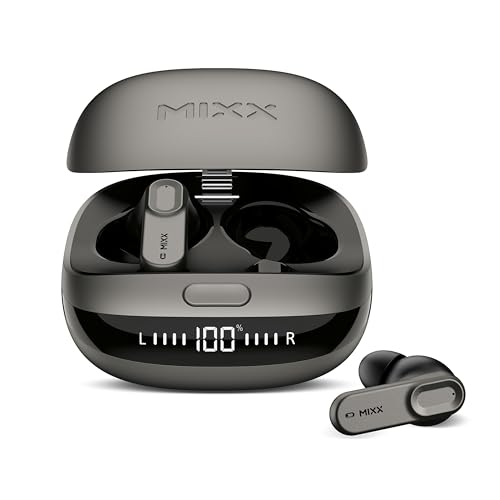 Mixx StreamBuds Ultra ANC True Wireless Earbuds, Bluetooth Wireless Earphones, 28-Hour Battery, Noise Cancelling, Customizable Sound, Grey