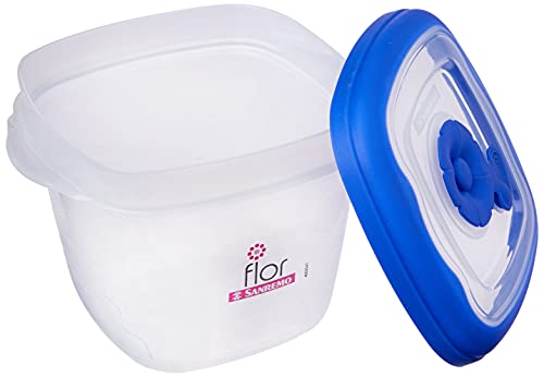 Pote Quad Plástico 450 ml, Sanremo, Polipropileno e Elastômero TPE, Transparente/Azul