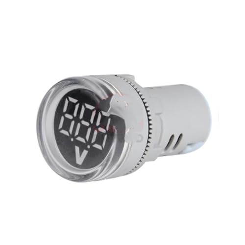 交流電圧表示デジタルLED電圧計 6-100V DC 12V 24V 22mm 丸型 LED デジタル表示 電圧計 信号灯 電圧テスター 計測ツール(White)