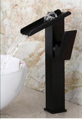 Mitigeur salle de bains cascade noir et or robinet lavabo eau chaude froide évier