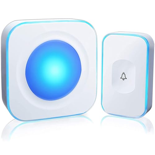 ワイヤレスチャイム 呼び鈴 玄関チャイム 音と光で呼び出し 7色提示led 36曲選択 4段階音量調節 防水防塵 300M無線範囲 タッチセンサー 介護 ドアベル インターホン 大音量 0dB〜120dB調整可能 電池式 受信機1個 送信機1個
