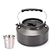 Aomiun Théière d'extérieur, Bouilloire de Camping en Aluminium avec Tasse en Acier Inoxydable Anti-Corrosion Vaisselle Set Bouilloire Camping Pique-Niques Randonnée,1.1L