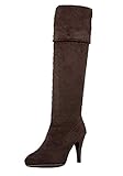 Material : Wildlederimitat Minetom Mode Frauen Overknee über Knie Stretchy Schuhe High Heel Stiefel (EU 41, Braun)