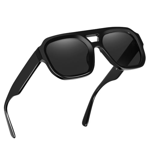 DUCO Retro Square Aviator Sunglasses for Women Men Classic Vintage Trendy 70s Shades UV protection Sun Glasses DC2358