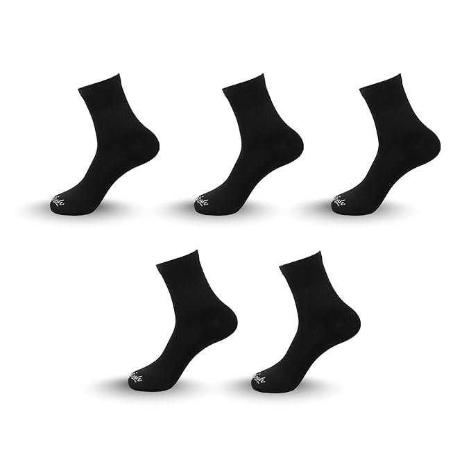 Plain Ankle Length Socks for Men & Women (Unisex) Crafted from a Cotton-polyester blend for breathabilityand comfort. Suitable for casual Wear (Pack 5), Free Size (color in black and white)-image-22