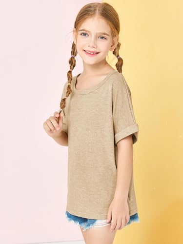 Image of Haloumoning Girls Oversized T-Shirts Short Sleeve Crewneck Summer Casual Loose Tops Tees