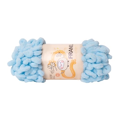 Franel Loop Yarn 100% Polyester Chenille White Puffy Yarn Chunky Finger, Craft Finger Knitting Loopy Yarn Soft and Light Material, Perfect for DIY Hand Woven Knitting Crafts Supplies (1, 18) -  Jiate