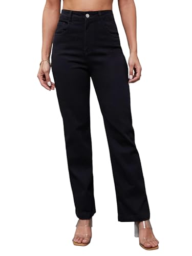Image of Miss Chase Women's Straight High Rise Stretchable Denim Jeans