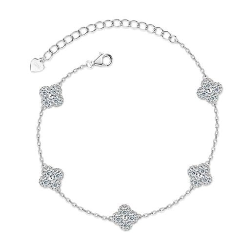 Bracelet trèfle moissanite diamant argent 925 ROUGEMONT porte-bonheur