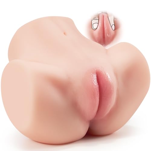 Pocket Pussy Male Masturbator Sex Toy-Goyha Sex Doll with Tight Labia, 2 Hole Realistic Sex Doll with Strong Suction Channel, 4.5 LB Adult Male Sex Toy for Men Masturbation