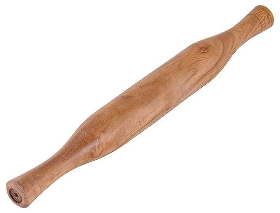Image of Hashmi Crafts Wooden Rolling Pin, Wooden Belan for Making Roti /Chapati Maker /Papad /paratha /Puri Maker Pure sheesham Wood belni 12 Inch, Pack of 1