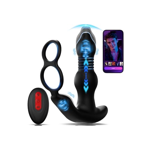 SAMCHEON Thrusting Prostate Massager Male Sex Toys for Men AI Sync Anal Toys with 3 Thrust 10 Vibrating & Cock Ring for Coherent Closed-Loop Stimulation Butt Plug Adult Couples Mens Sex Toy