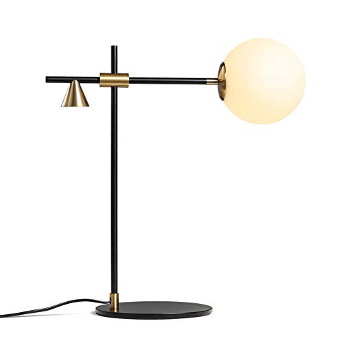 Preisvergleich Produktbild OUHUI Schreibtischlampe Moderne Einfache Waagen Gewichte Entwurf Sphärisches Glas Schatten Schwarz Schmiedeeisen Carbon Steel Tischlampe Beleuchtung Studie Büro Schlafzimmer Nachtleselampe Ei