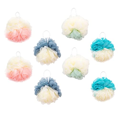 WRITWAA 8pcs Colorful Flower Shaped Bath Balls Poufs Gentle Exfoliating Scrubber for All Ages Material Rich Bubble Creation for Relaxing Showers