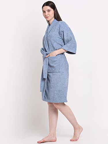Image of CREEVA Luxury 100% Cotton Bathrobe for Men & Women | Super Soft Velour | Shawl Collar | Highly Absorbent | Ideal for Spa, Shower, Gym, Travel & Gifting