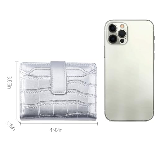 Women's Minimalist Portable Plain Color leather Short Wallet, Bifold Card Holder for Daily, Back To School, Casual Cute Mini Purses Designer Zipper Short Purse，for All Seasons Wallets (sliver)3