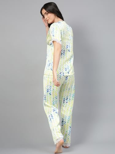 Image of KOTTY Women's Printed Satin Night Suit Shirt & Pyjama Set
