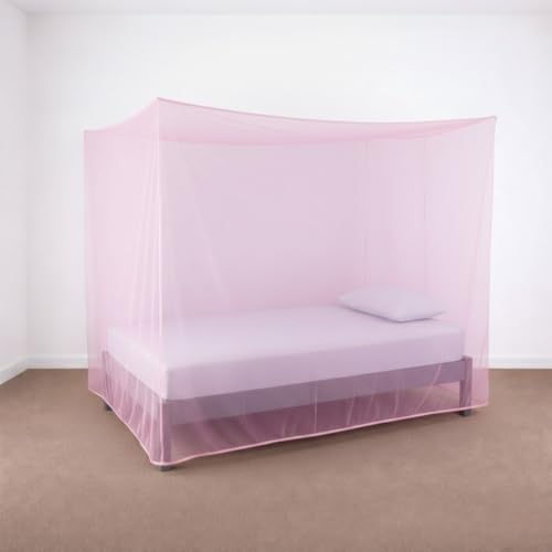 Image of Yuvraz Mosquito Net for Bed | Foldable & Breathable Bed Net with Strong Mesh | All-Round Protection from Mosquitoes, Flies & Insects Ideal for Double /Single Bed (Pink, 4 * 6.5 ft)