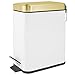 mDesign Kosz na śmieci z pedałem 5 l – kosz na odpady z pokrywą i plastikowym wkładem – kosz na papier z metalu i plastiku – biały/złoty