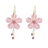 YUNXI Acrylic Petal Zircon Tassels Flower Earring Transparent Acrylic Petal Crystal Stamen Long Tass