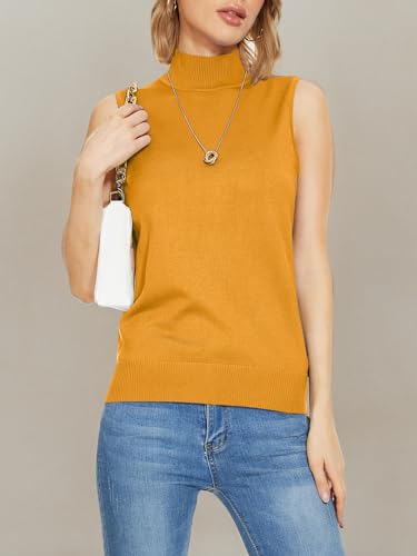 Image of INKOFF Sleeveless Mock Neck Turtleneck Knit Tops Women Dressy Casual Sweater Vest Business Work Tank