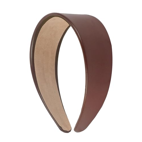 Motique Accessories 2 Inch Vegan Leather Headband for Women (Brown, One Size)
