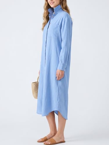 Image of Kuraki Women's Casual Print Button Front Maxi Shirt Dress
