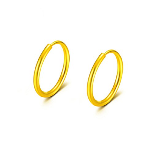Boucles d'oreilles créoles or pur 24K sphérique, l'élégance circulaire ronde au quotidien