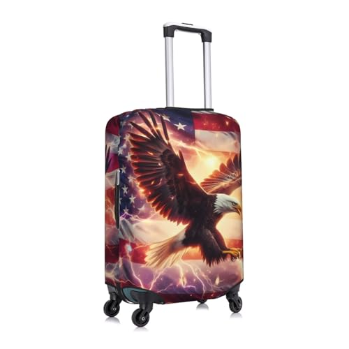American Flag Eagle 2 Print Luggage Cover Washable Elasticated Suitcase Covers TSA Approved Stylish Dust and Scratch Resistant Case Protector for Kids and Adults3
