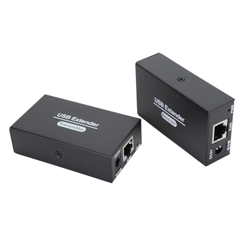 USB Extender Ethernet RJ45 LAN Extension, Transmit 120m/394ft Over Single Ethernet Cat5e 6 7 Up to 480Mbps with 4 USB 2.0 Hub, for for OS X for Android for Linux (US Plug)