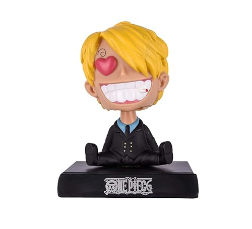 Image of Augen Super Hero One Piece Sanji Action Figure Limited Edition Bobblehead with Mobile Holder for Car Dashboard, Office Desk & Study Table (Pack of 1), Plastic
