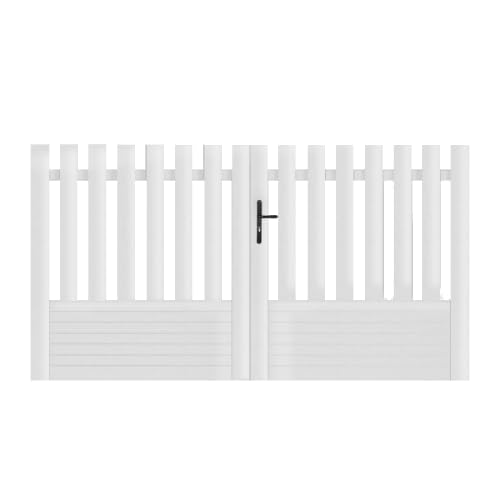 Gefradis Portail battant PVC Largeur 250 cm x Hauteur 145 cm Semi ajouré ALENCON Droit Fabrication française