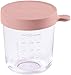BÉABA Tarros de Conservación para Bebé, Tupper en Cristal, Resistente al calor, Recipientes para guardar la comida de Bebé, Con indicador de cantidad, 1x 250ml, Rosa