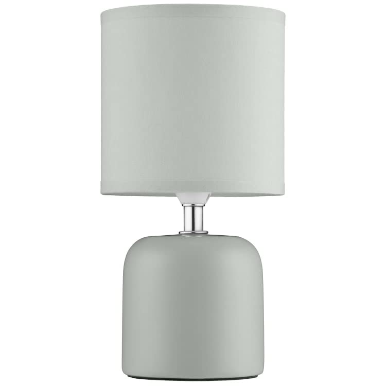 WiseAccordio Grey Ceramic Table Lamp Small Bedside, Living Room Office  Light Modern Design, H23cm