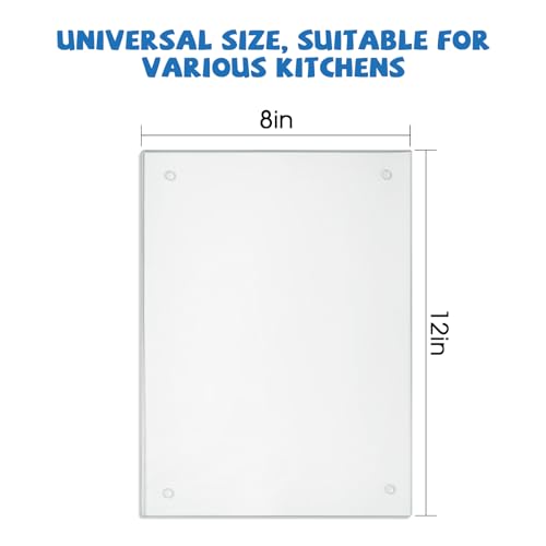 Small Glass Cutting Board,Clear Tempered Glass for Kitchen 1 Pcs (8"x12"),with Rubber Feet,Non-Slip,Durable Shatter Resistant,Dishwasher Safe,Scratch Resistant,Heat Resistant