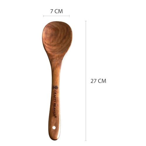 Image of Wooden Cooking Spoons Utensil Set, Sheesham Wood Spatula and Ladles BPA Free Kitchen Tools (Set of 4 A)