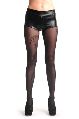 LissKiss Transparent With Black Climbing Roses On Both Sides 40 Den - Tights3