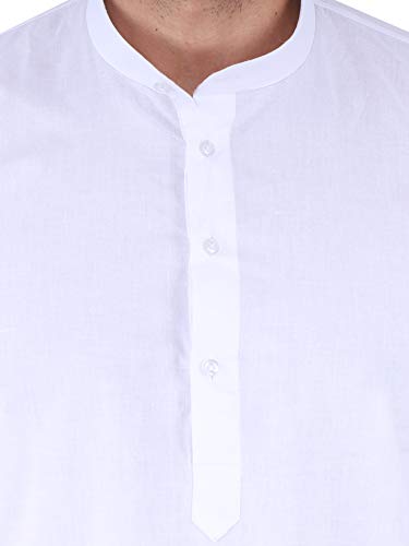 Image of JEXI Men's Cotton Blend Solid Kurta Pyjama Set - Knee-Length, Mandarin Collar, Full Sleeve, Ethnic Wear