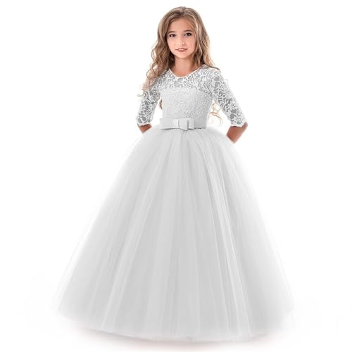 Toddler Kids Wedding Dress Children's Tulle Tutu Elegant Prom Gown Dresses Girls Puff Long Sleeve Princess Dress2
