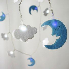 Felt Moon & Cloud LED lights - battery powered