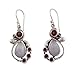 NOVICA Rainbow Moonstone and Garnet .925 Sterling Silver Dangle Earrings 'Exquisite'