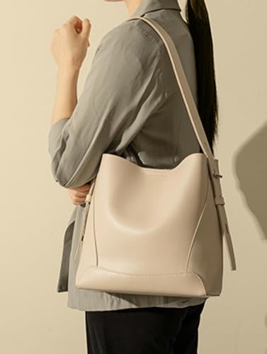 Image of Women's Trendy Tote Bag Vegan Leather Shoulder Crossbody Purse Large Bucket Handbag Soft Top Handle Satchel