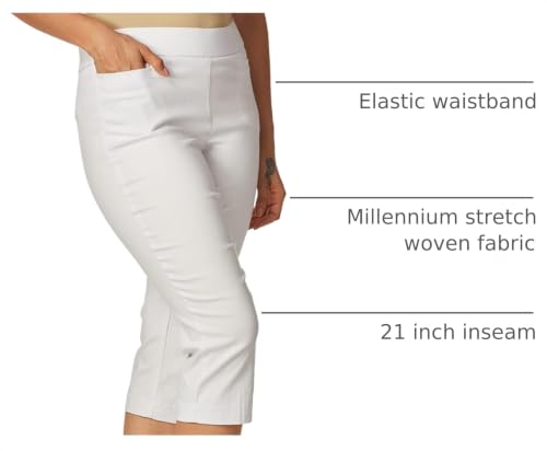 Image of Briggs New York Women's Pull on Stretch Capri Pants High Waist Crop Straight Leg with Pockets 21 inch Inseam
