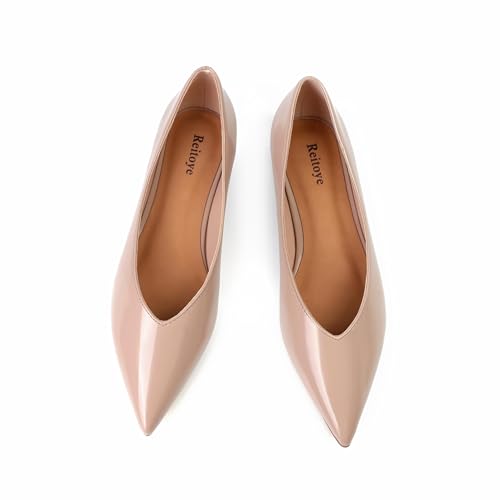 Image of Reitoye Flats for Womens Closed Pointed Toe Ballet Flat Comfortable Dressy Work Slip On Casual Shoes Womens Flats