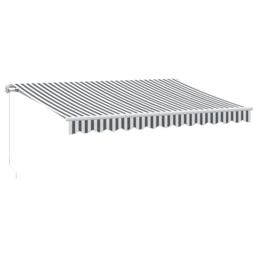 vidaXL Toldo retráctil Manual con LED Antracita y Blanco 350x250 cm, toldo, toldo de Patio, Dosel de toldo, toldo de Puerta, Dosel retráctil