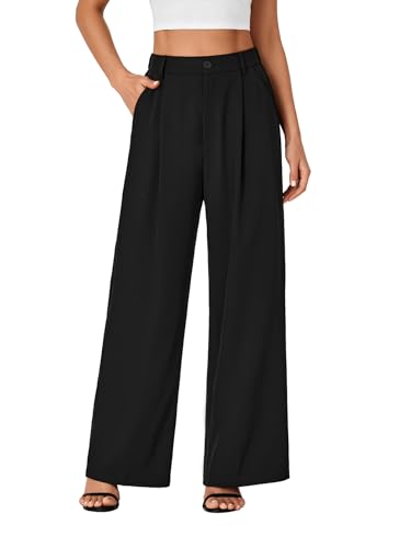 Rooscier Women's Wide Leg Pants High Elastic Waisted Business Work Trousers Long Straight Suit Pants