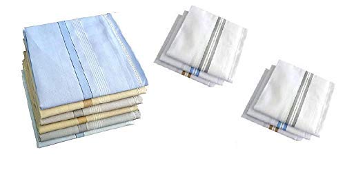 Crystal zone Combo of White and Colored Cotton Gents Men Hanky Handkerchief (Full Size) (Pack of 6 each)-image-9