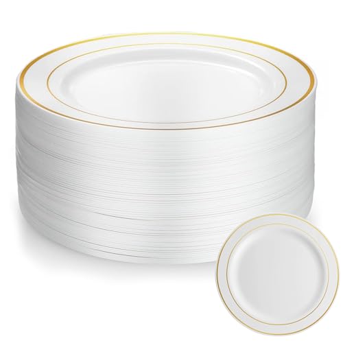 AKOLAFE 50 Stück Weiße Plastikteller Mehrweg 19 cm Kunststoffteller...