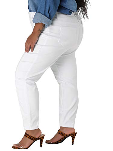 Agnes Orinda Women's Plus Size Jeans Washed Stretchy Skinny Jean Classic High Rise Casual Jeggings Denim Pants4